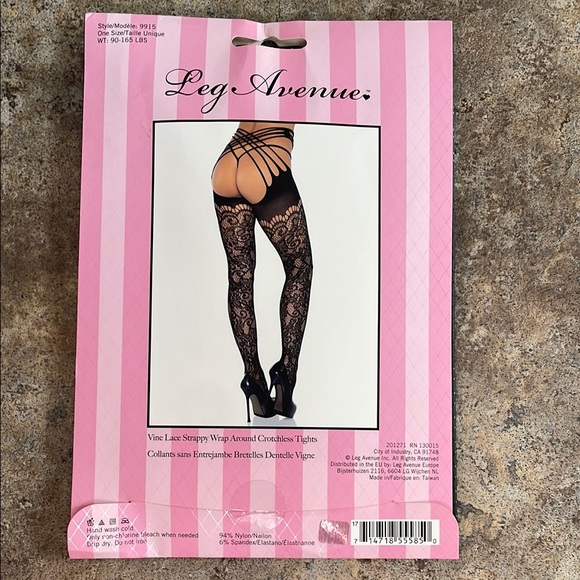 Leg Avenue Vine Lace Black Lace Patterned Tights NWT - Picture 3 of 8